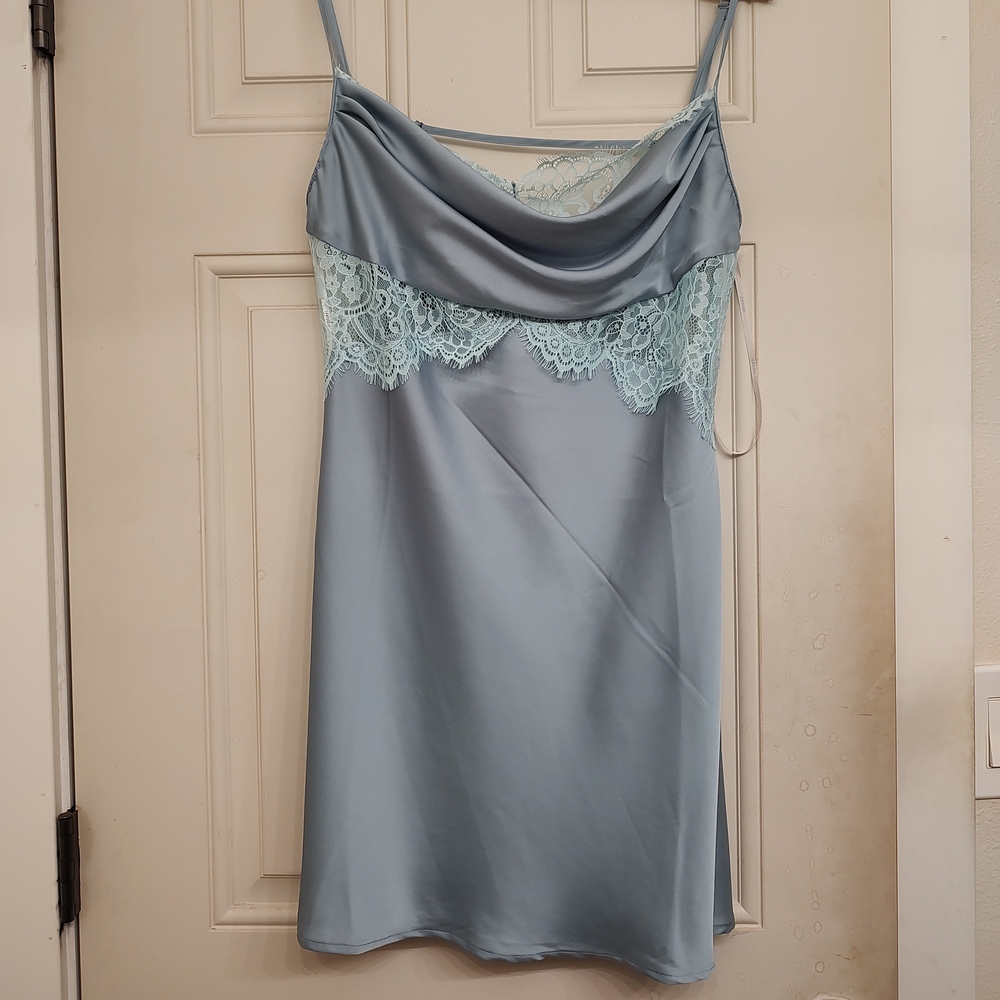 Elegant Blue Lace Slip Dress